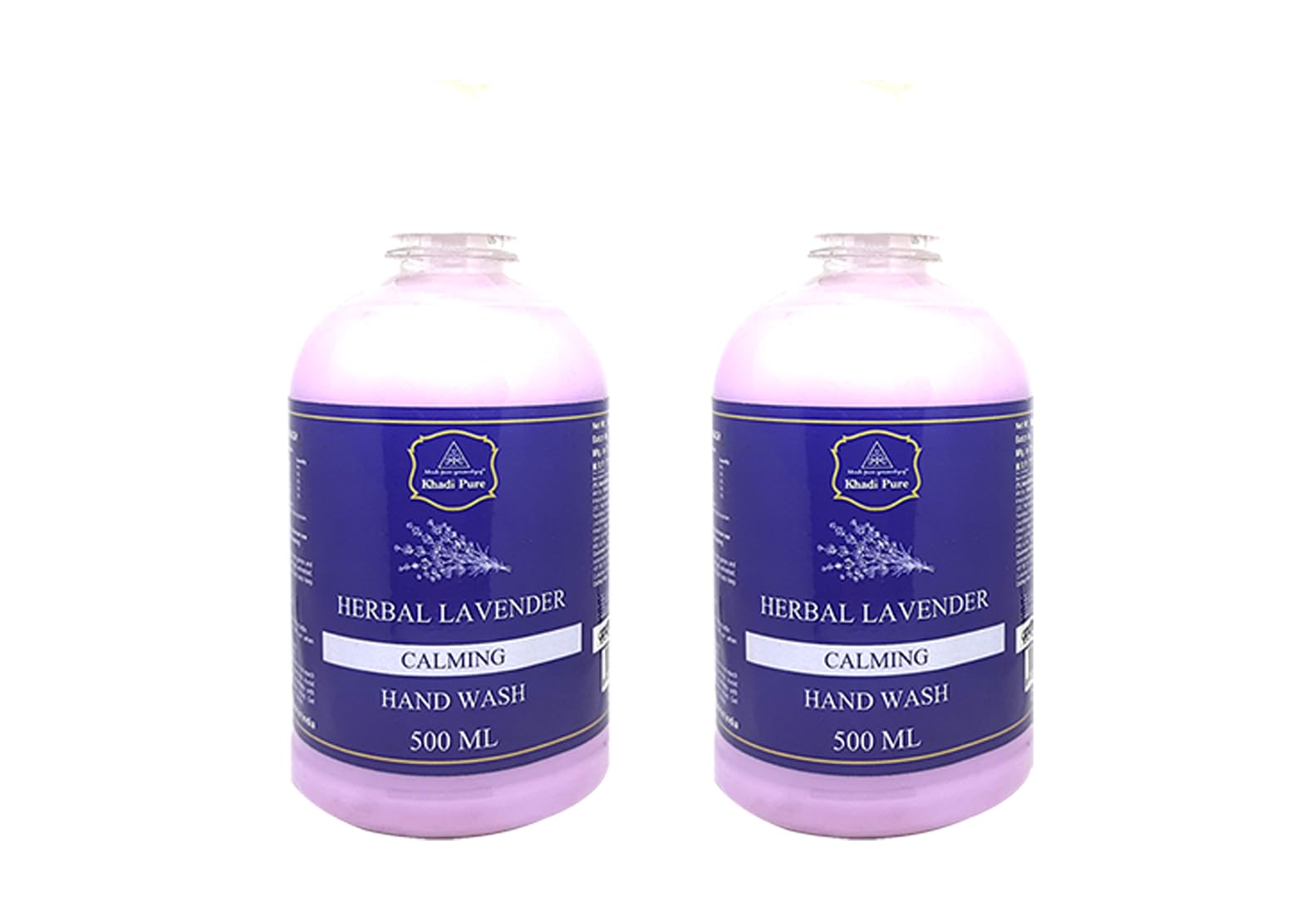 Khadi Pure Herbal Lavender Hand Wash - 500ml (Pack of 2) | Natural Antibacterial Liquid Soap for Dry & Sensitive Skin | Perfect for Bathroom, Kitchen & Travel Use