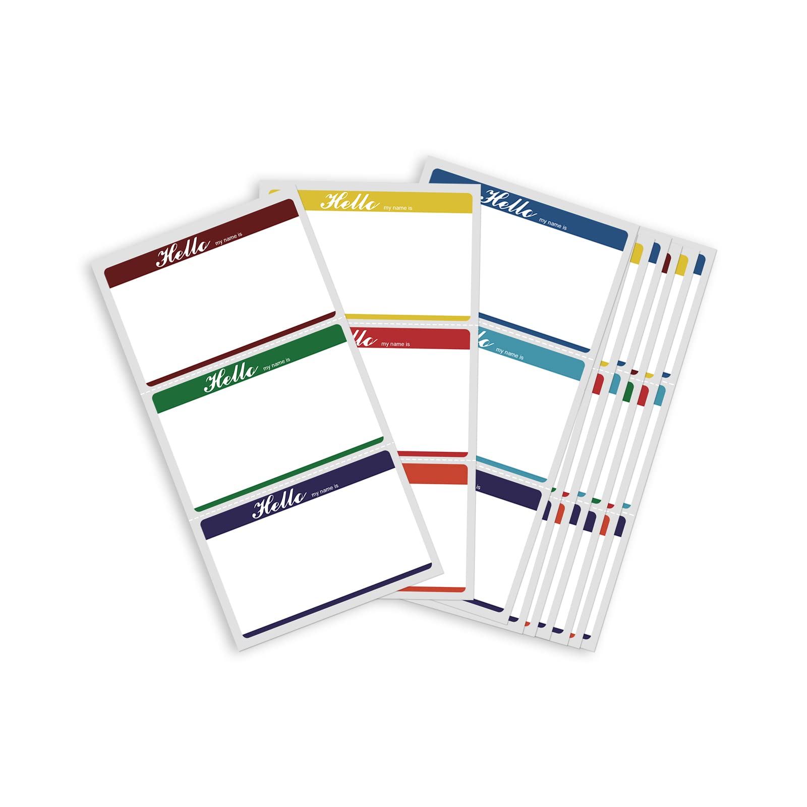 MFLABEL® Name Tags Stickers - 200 Colorful Hello My Name is Labels (8 Colors, 3.5