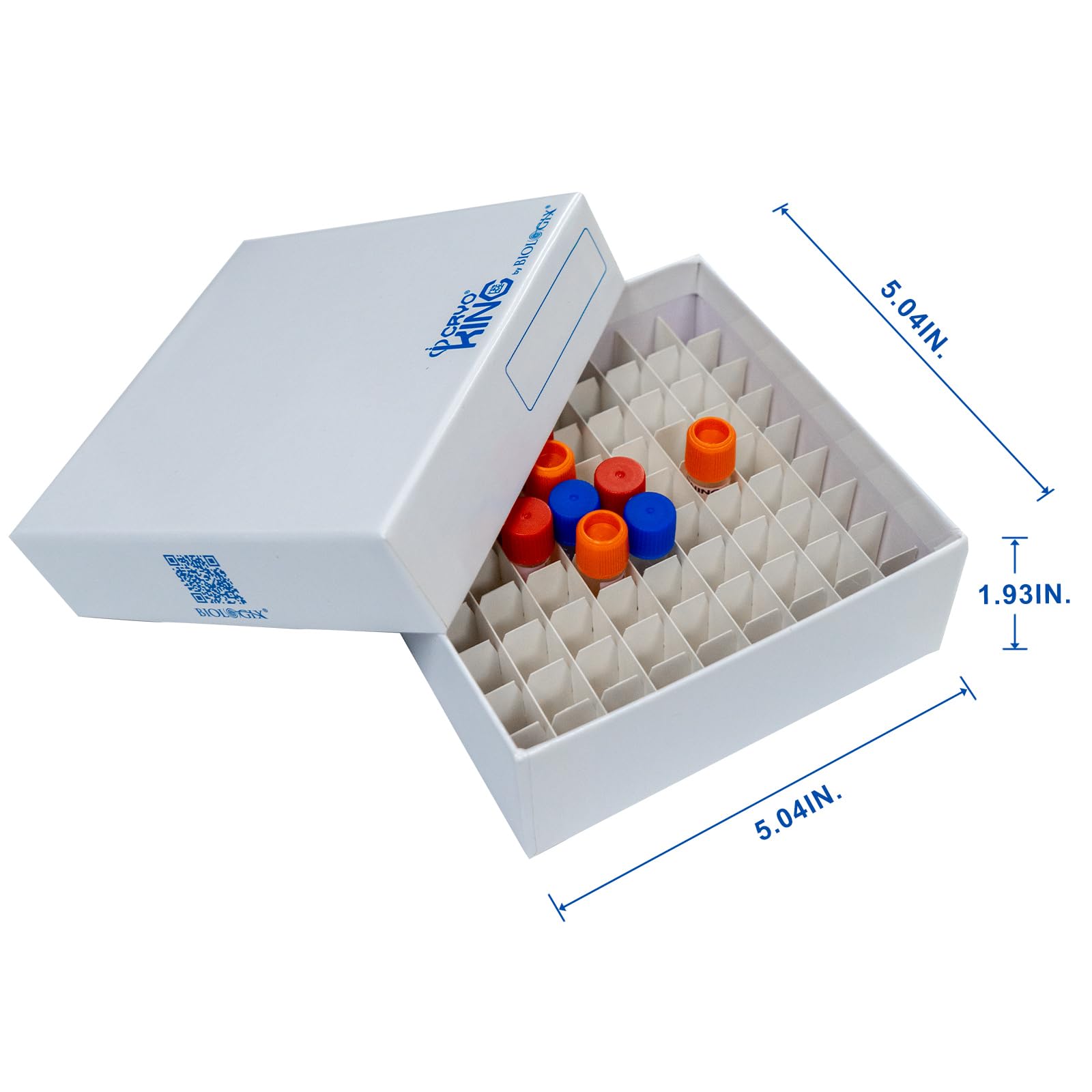 81-Well Cryogenic Microtube Storage Box - 2 Inch Height, Plastic Coated Cardboard Freezer Box (Pack of 5) | Ideal for Lab Sample Organization & Long-Term Cryo Storage