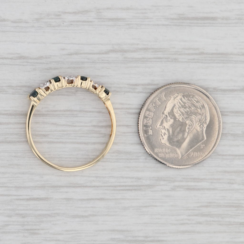 0.40ctw Blue Sapphire & Diamond Stackable Ring - 10k Gold Size 6.5 Wedding Band for Women - Perfect for Anniversary, Engagement, or Everyday Elegance