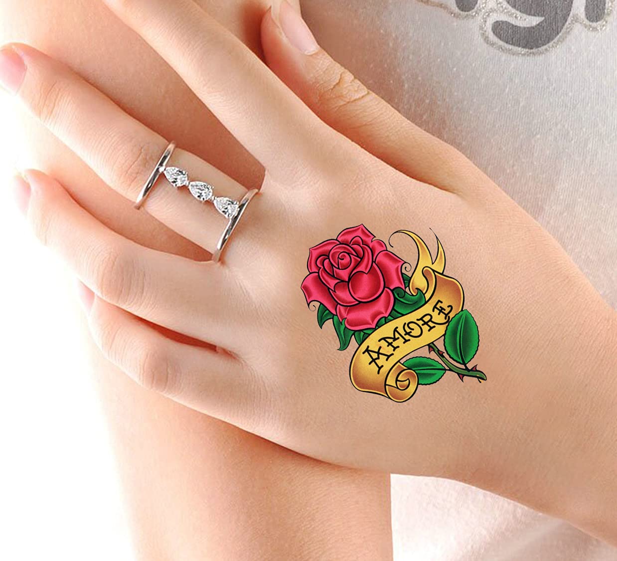 Waterproof Temporary Tattoo Stickers for Men & Women - 3D Realistic Flowers, Butterflies, Stars, Angels, Wolves & Armband Designs (60mmX105mm) - Perfect for Parties, Festivals, Cosplay & Body Art