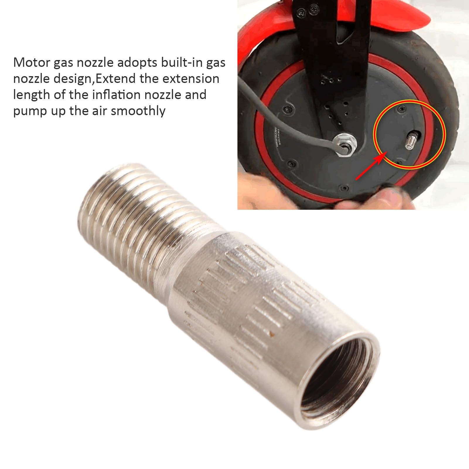 **M365/Pro Scooter Front Wheel Motor Extended Inflation Valve (25mm) - Durable Air Nozzle for Easy Tire Inflation - Perfect for Commuting & Urban Travel**