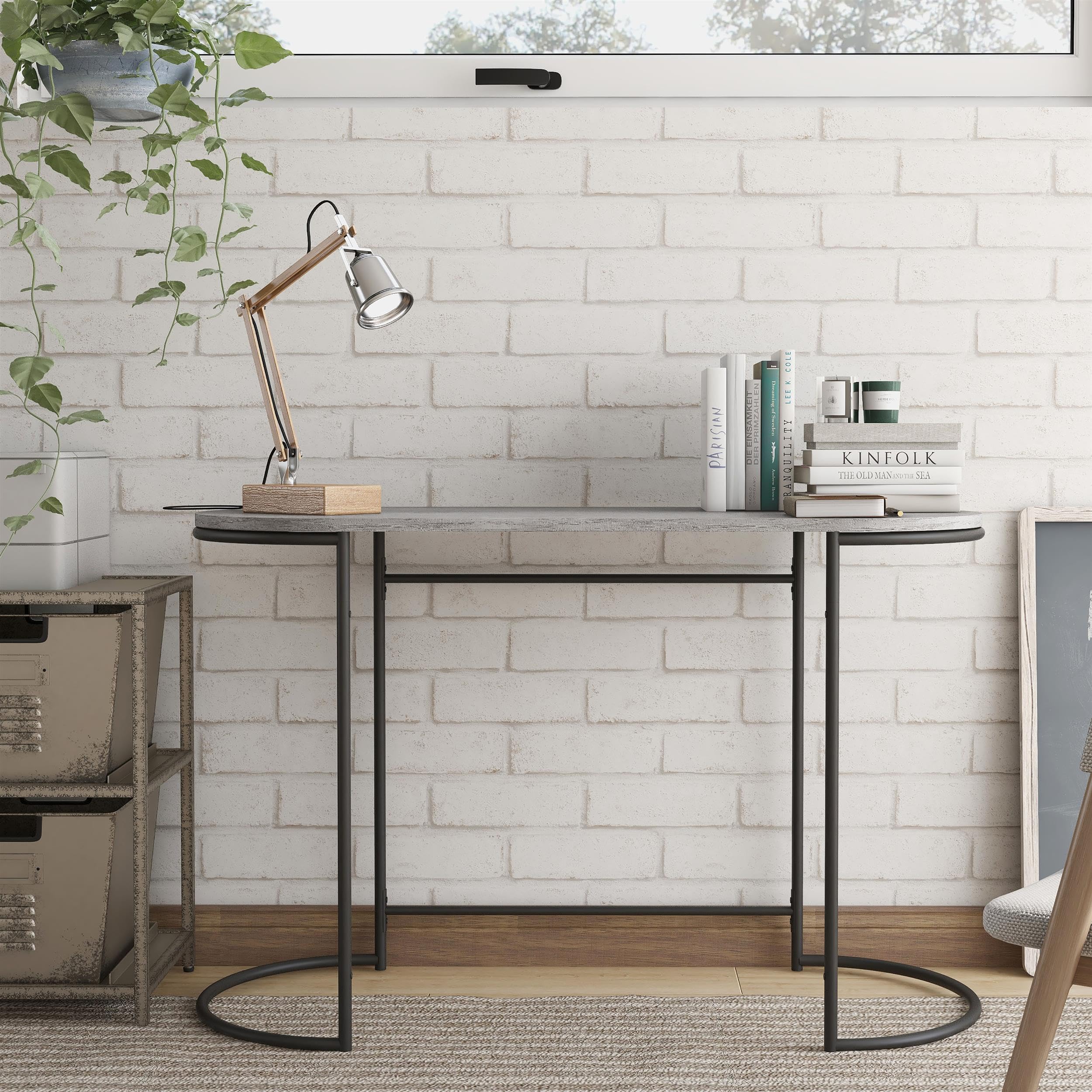 Furniture of America Wasiri Wood Writing Desk - Black & Light Gray Modern Home Office Desk for Study, Work, and Remote Learning