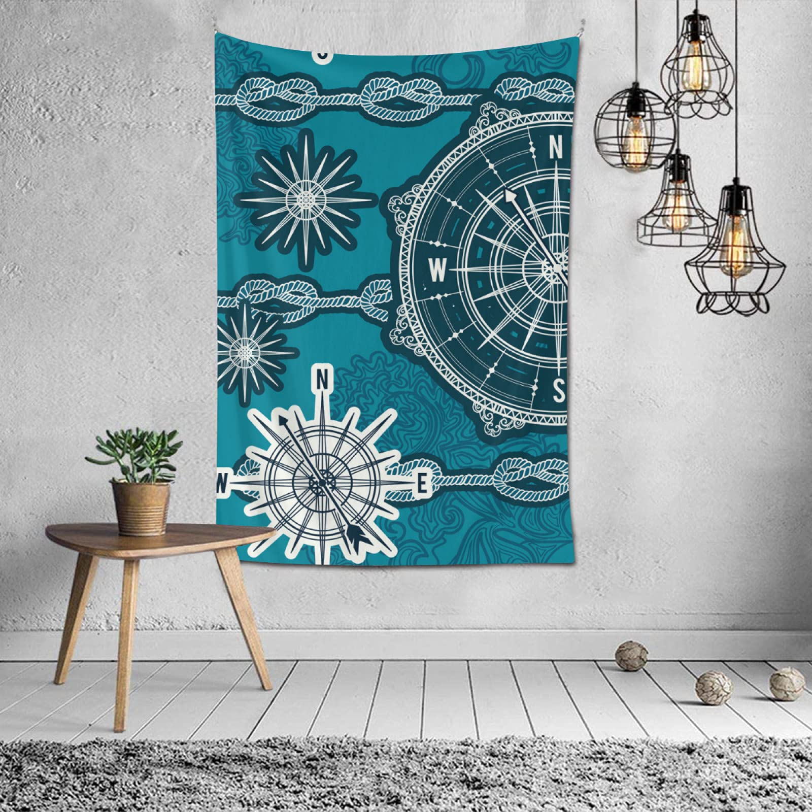 Vintage Nautical Compass Wall Tapestry - 40×60 Inch Coastal Decor for Bedroom, Living Room & Dorm | TropicalLife Aesthetic Polyester Hanging Art for Beach House & Boho Style Home Decor