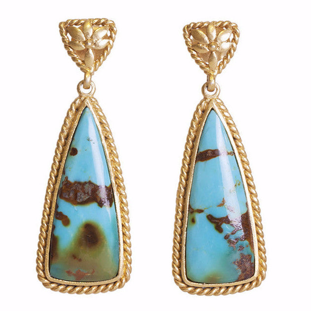Southwestern Style Turquoise Dangle Earrings for Women - Handmade Boho Tribal Jewelry - Perfect for Festivals, Parties & Casual Wear