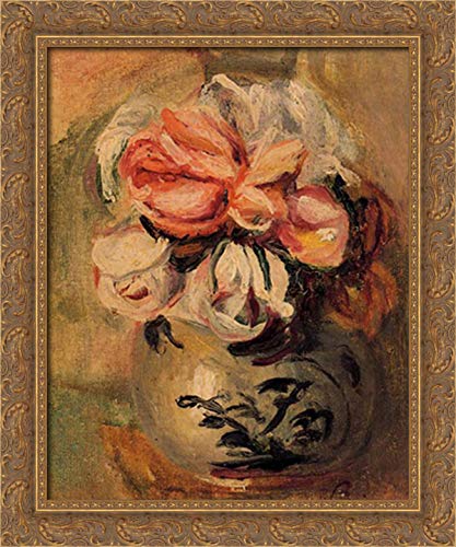 Pierre Auguste Renoir Gold Ornate Wood Framed Canvas Art - 20x24 Floral Vase Painting, Wall Decor for Living Room, Bedroom & Office