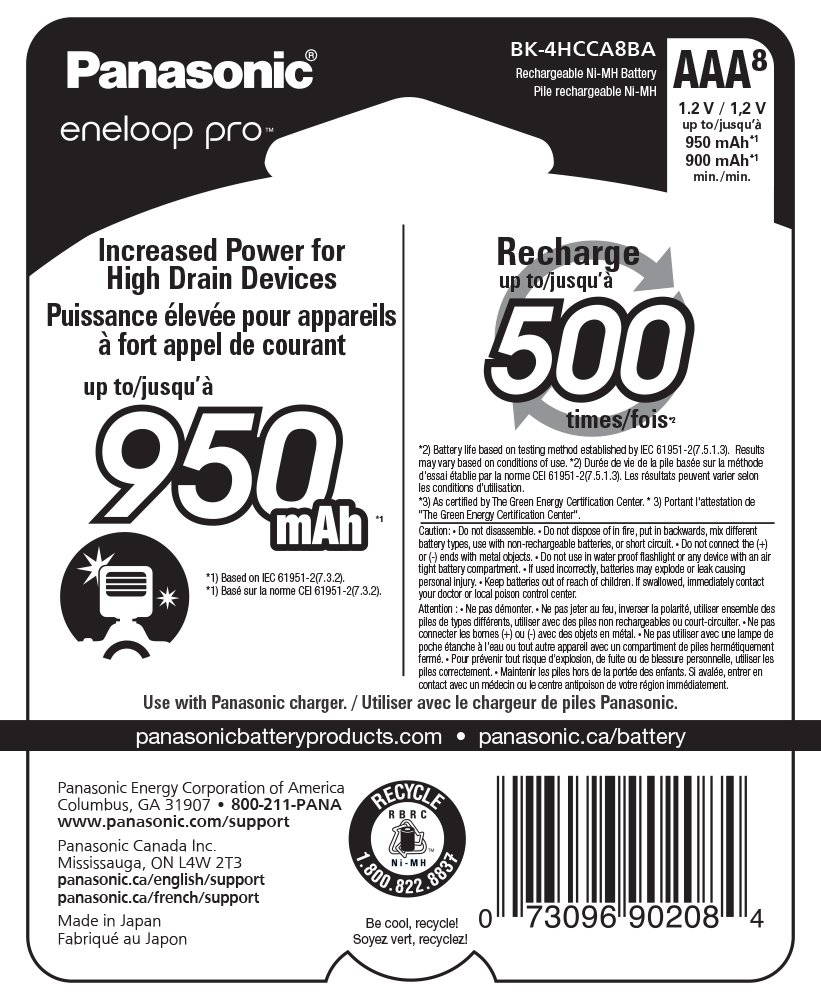 Panasonic Eneloop Pro AAA Rechargeable Batteries (8-Pack) with Advanced 4-Hour Quick Charger - Perfect for Digital Cameras, Gaming Controllers & Smart Home Devices