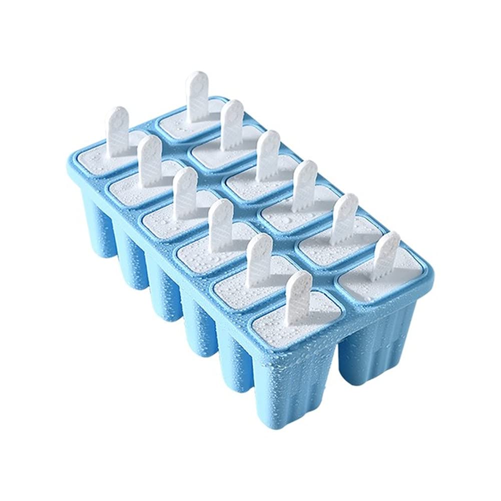 Reusable Silicone Popsicle Molds - DIY Ice Cream Lolly Maker Tray for Homemade Treats | Easy to Use & Clean | Perfect for Summer Snacks, Kids Parties & Healthy Desserts (Blue)