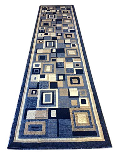 Modern Blue Long Runner Area Rug 32