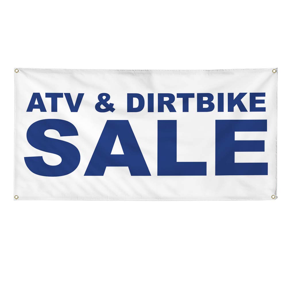 Vinyl Banner - Heavy Duty Weatherproof Outdoor Sign (48x96 Inches) for ATV, Dirt Bike Sales & Business Promotion - 8 Rustproof Grommets - Perfect for Yard, Industrial & Event Advertising