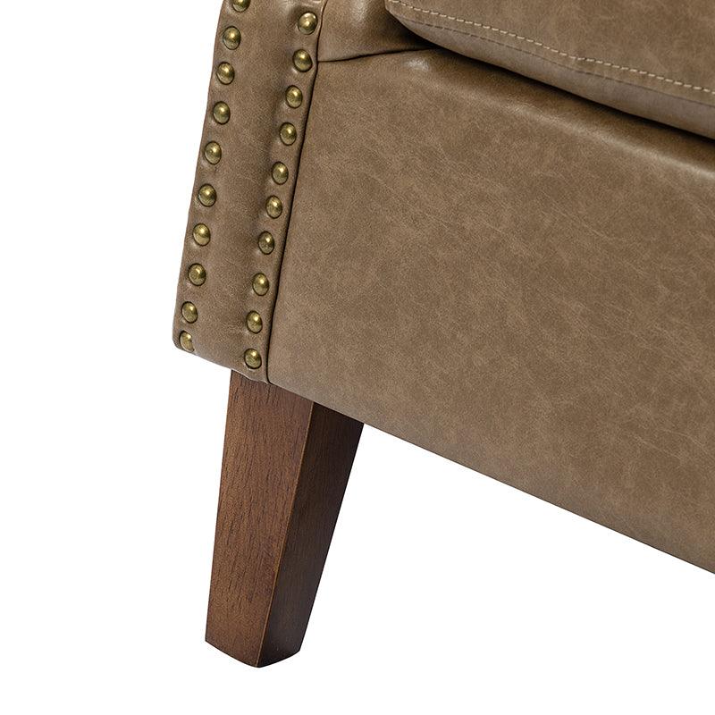Gianfranco Vegan Leather Armchair with Sturdy Wooden Legs - Modern Vegan Leather Lounge Chair for Living Room, Office & Reading Nook - Eco-Friendly Faux Leather Accent Chair