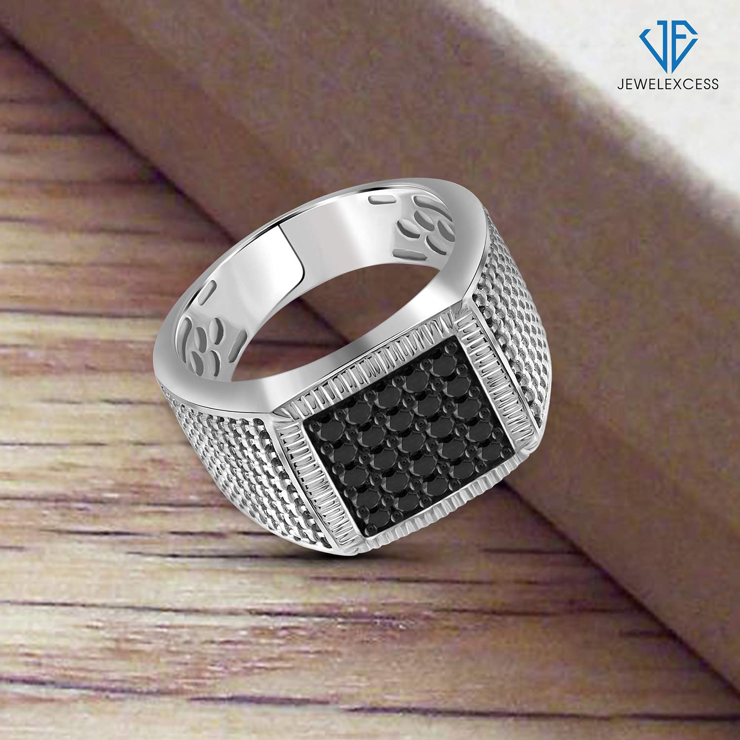 1CTTW Genuine Black Diamond Ring for Men - Hypoallergenic Sterling Silver Band - Luxury Fashion Statement Jewelry - Perfect Gift for Anniversary, Wedding & Special Occasions