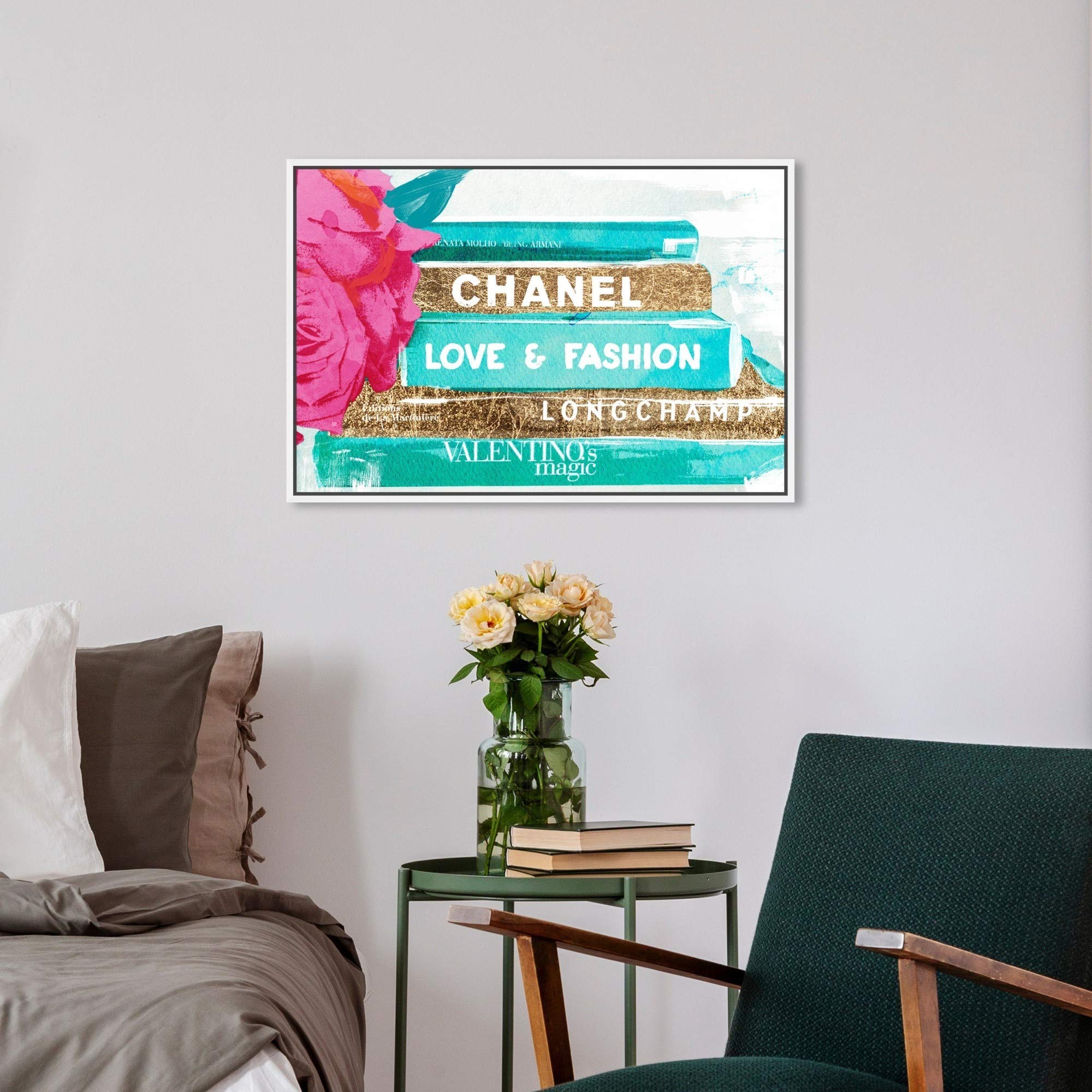 Oliver Gal Artist Co. 'Ideals of Style' Fashion & Glam Framed Wall Art - 24x16 Inch Blue & Gold Canvas Print for Home Decor | Perfect for Living Room, Bedroom & Office Wall Decoration