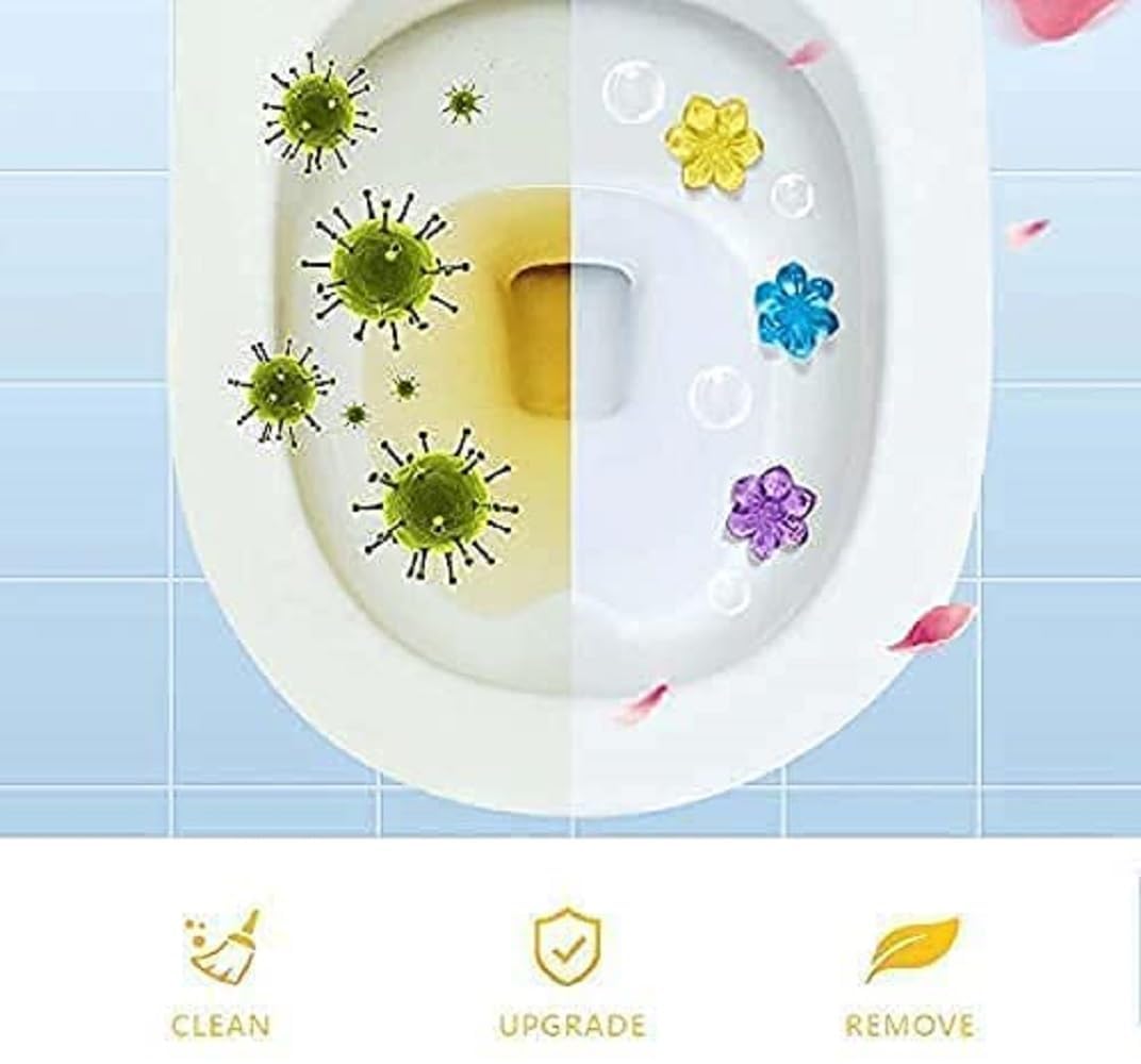 PORBE Long-Lasting Toilet Freshener & Cleaner Gel - Floral Scent Odor Eliminator for Bathroom, Restroom & Home (1 Pack) | Ideal for Toilet Bowls, RV Bathrooms & Pet Areas