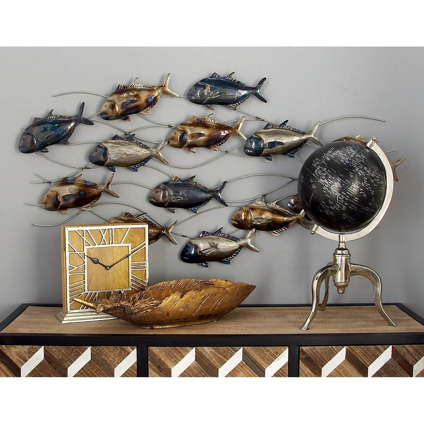 Vintage Metal Fish Wall Art - Handcrafted Nautical Coastal Decor in Multi Colors - Perfect for Beach House, Living Room, or Bathroom Wall Decor