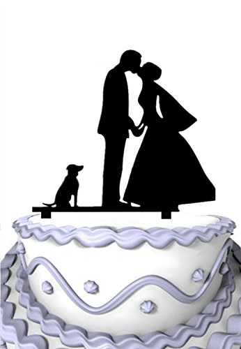 Elegant Wedding Cake Topper - Bride & Groom with Dog Figurine, Romantic Couple Cake Decoration for Anniversaries, Engagement Parties & Wedding Receptions