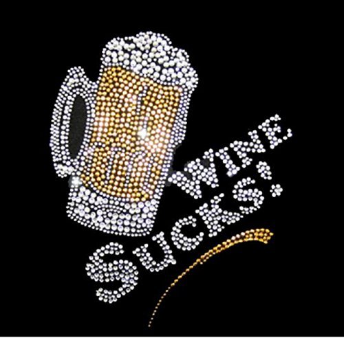 Rhinestone Iron-On Transfer for Wine Lovers - Sparkling DIY Decals for T-Shirts, Hats & Bags | Perfect for Bachelorette Parties & Girls Night Out