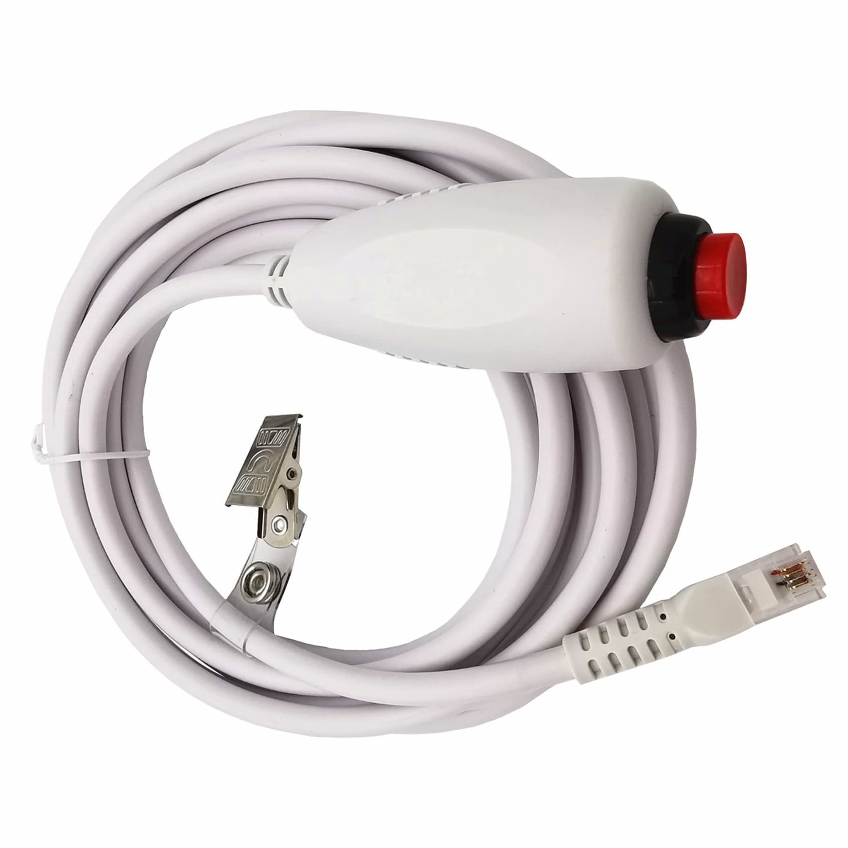 YANHUNING 6P4C Nurse Call Cable - Universal Emergency Call Replacement Cord with Push Button Switch (3 Meters) - Ideal for Hospitals, Clinics, and Healthcare Facilities