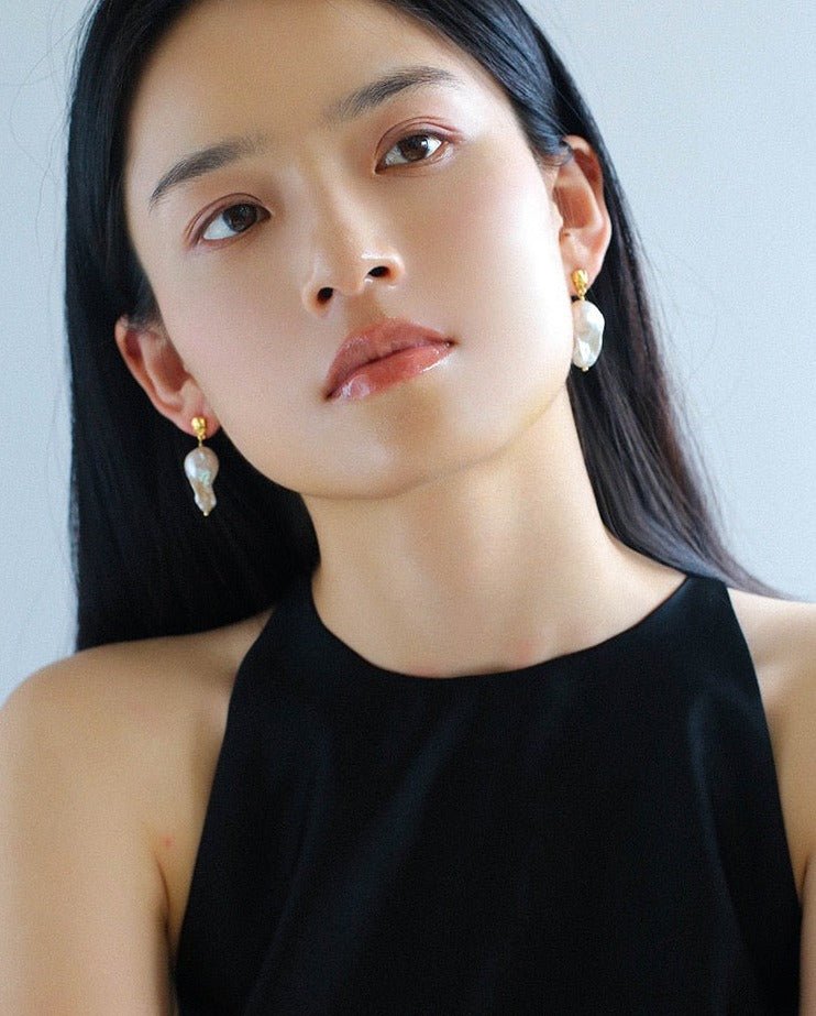 Lava Metal Baroque Pearl Drop Earrings for Women - Vintage Style Handmade Jewelry - Perfect for Weddings, Parties & Special Occasions