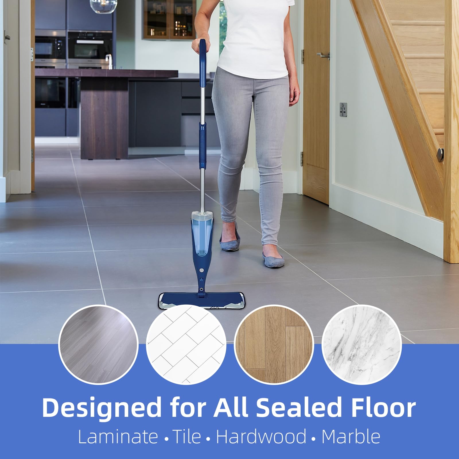 8 Pack Washable & Reusable Microfiber Mop Pads Replacement for Bona Mops - 3 Deep Clean, 3 Multi-Surface & 2 Dusting Pads for Hardwood Floors - Perfect for Daily Cleaning & Deep Scrubbing