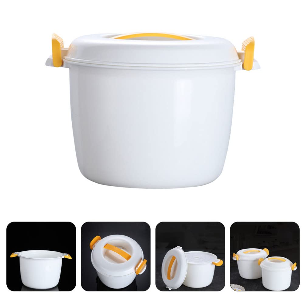 Angoily Microwave Rice Cooker & Steamer - Pasta Cooker, Vegetable & Fish Steamer Bowl - BPA-Free Food Container for Quick & Easy Cooking - Perfect for Dorm, Office & Small Kitchen Use