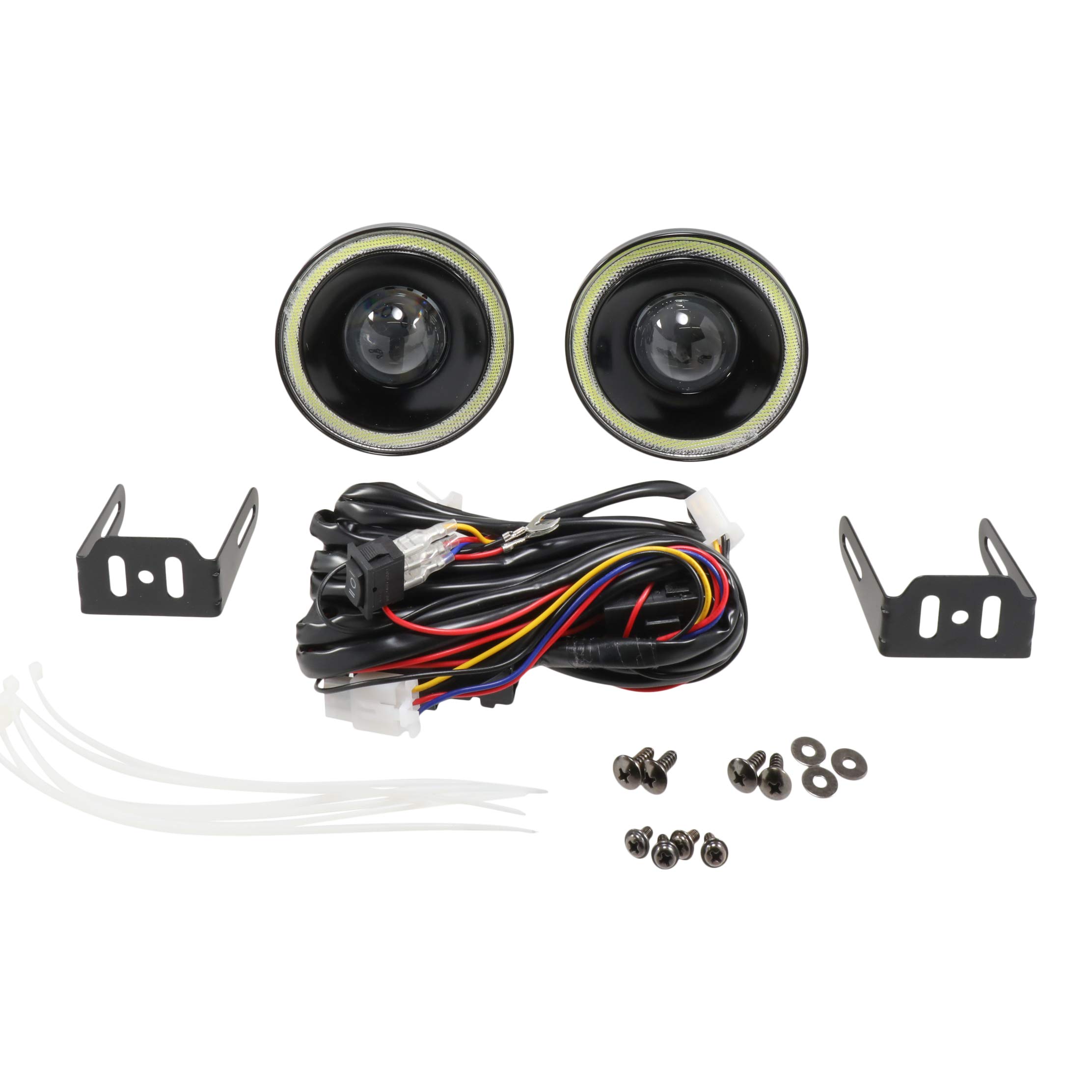 White LED Halo Angel Eye Fog Lights Kit - Compatible with 2010-2013 Chevy Camaro - Durable Driving Lights for Enhanced Visibility in Fog & Night Driving