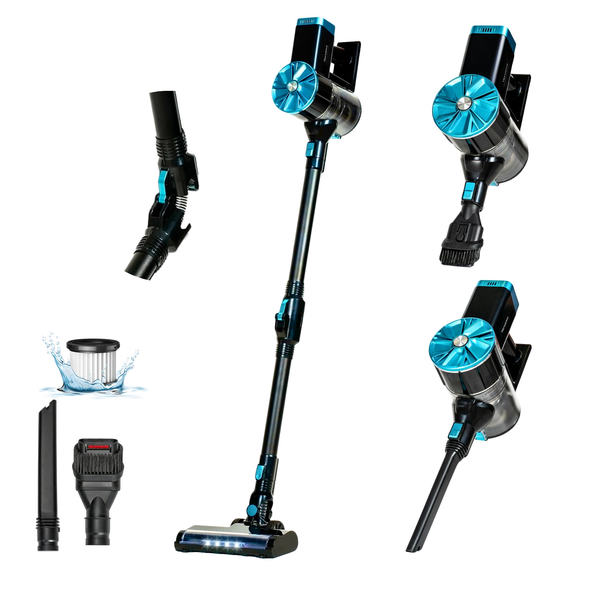 V1 Cordless Stick Vacuum Cleaner - Lightweight Self-Standing Vacuum with LED Lights & Detachable Battery | 5-Layer Filtration for Pet Hair, Carpets & Hardwood Floors | Perfect for Quick Cleanups, Stairs & Tight Spaces
