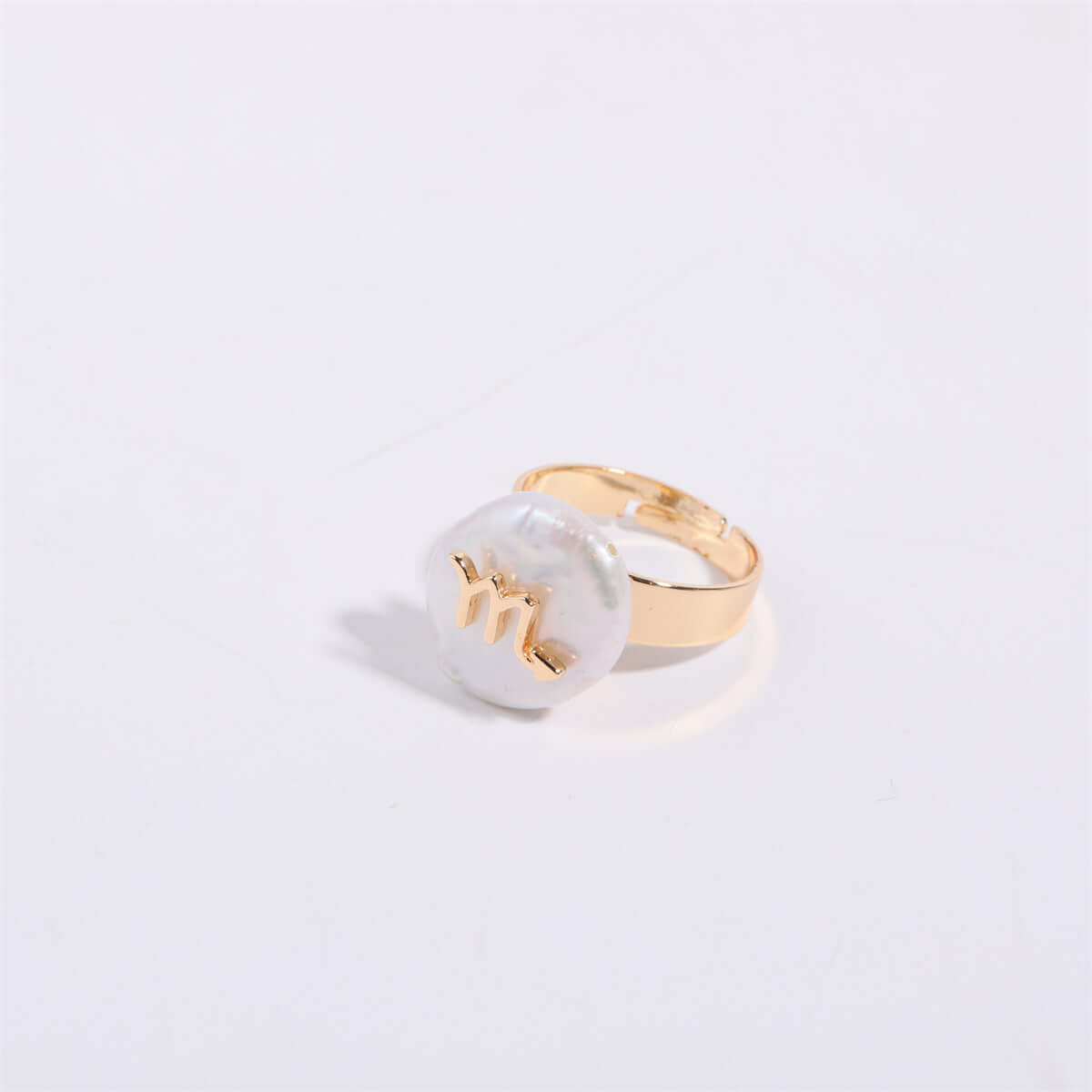 14K Gold Zodiac Sign Pearl Stacking Ring - Aries, Taurus, Gemini, Cancer, Leo, Virgo, Libra, Scorpio, Sagittarius, Capricorn, Aquarius, Pisces | Elegant Dainty Jewelry for Women | Perfect for Birthday Gifts, Anniversary, Valentine's Day & Everyday Wear (MQ801)