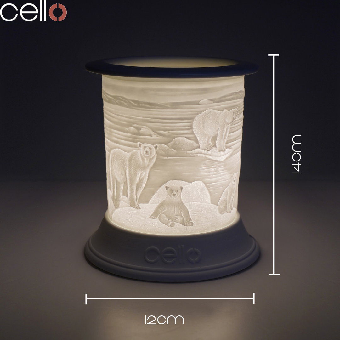 Cello Electric Wax Warmer - Porcelain Polar Bear Design for Home Aromatherapy | Perfect for Living Room, Bedroom, and Office Decor