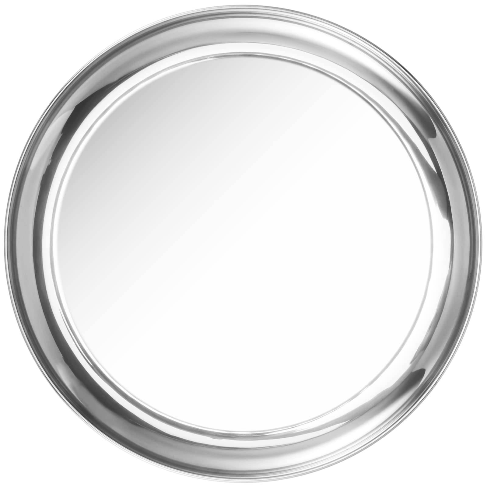FUNSUEI 5-Pack 12 Inch Stainless Steel Dinner Plates - Mirror Polished Double Layer Metal Plates for Home Kitchen, Restaurant, Camping, BBQ & Party Serving | Durable & Elegant Round Platters for Indoor & Outdoor Dining