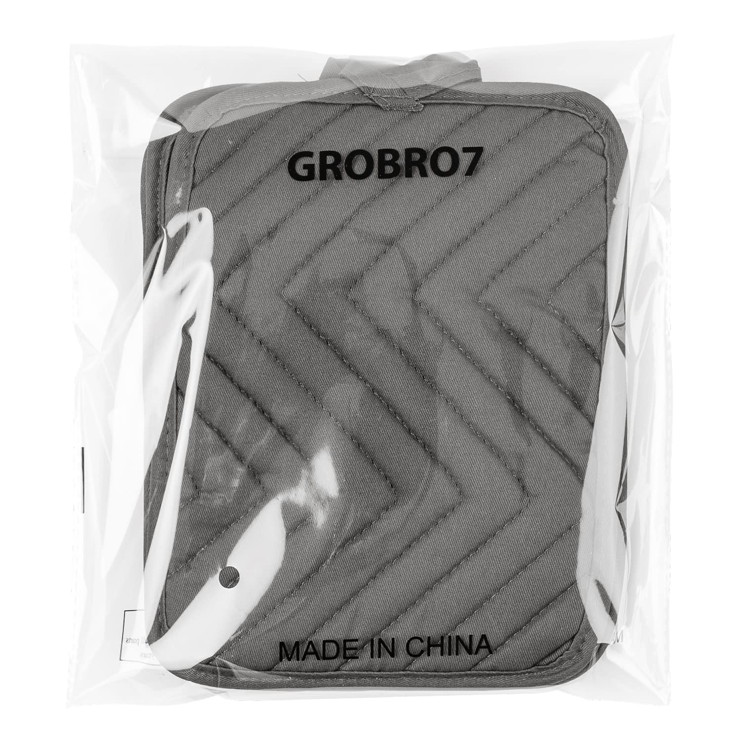 GROBRO7 5-Pack Heat Resistant Cotton Pot Holders - 8.9 x 6.9 Inch Oven Mitts with Pocket for Baking, Cooking & Grilling - Machine Washable Kitchen Hot Pads (Gray & Black) - Perfect for BBQ, Baking Cookies & Handling Hot Dishes