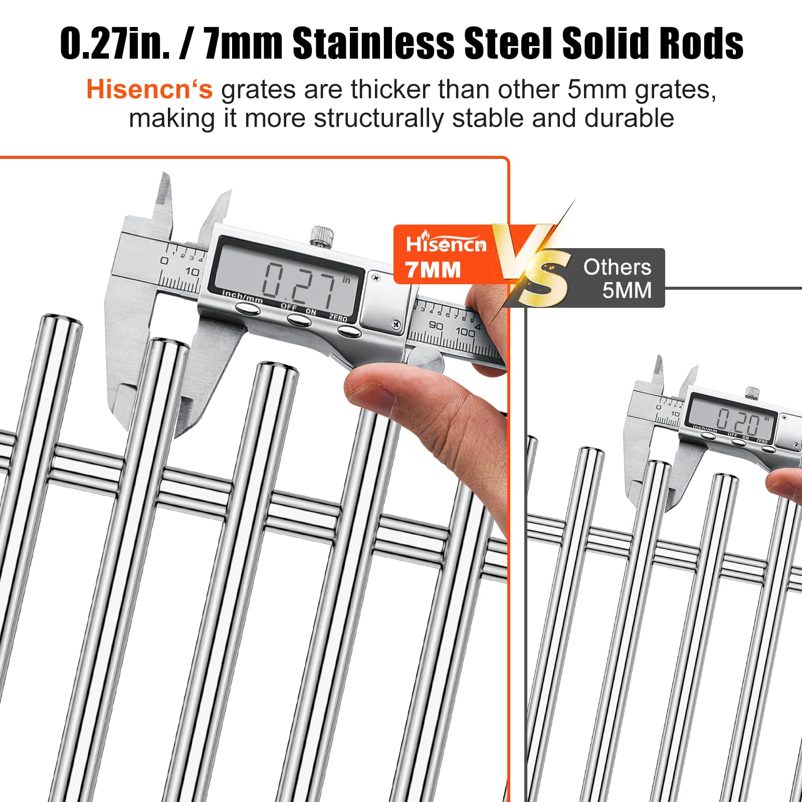 Hisencn 7637 Stainless Steel Grill Cooking Grates - Compatible with Weber Spirit I & II 200 Series, E210, S210, E/S220 (17.5 Inch) - Perfect for Backyard BBQs, Camping & Outdoor Cooking
