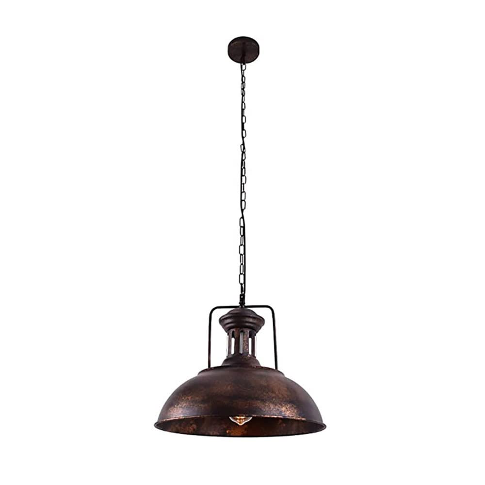 Vintage Industrial Pendant Light - Adjustable Metal Hanging Fixture with Oil Rubbed Bronze Finish - Rustic Dome Bowl Design for Kitchen Island, Dining Room, or Bar Lighting (1 Pack)