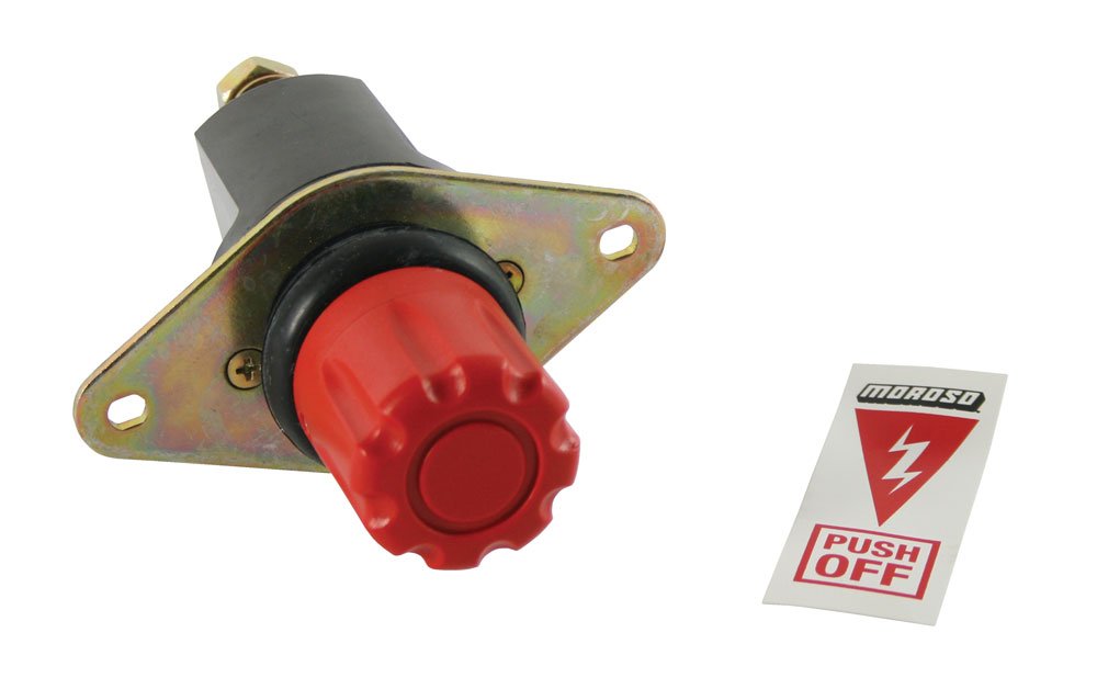 Moroso 74106 Red Push to Disconnect Switch - Heavy Duty Electrical Safety Cutoff for Automotive, Marine & Industrial Use
