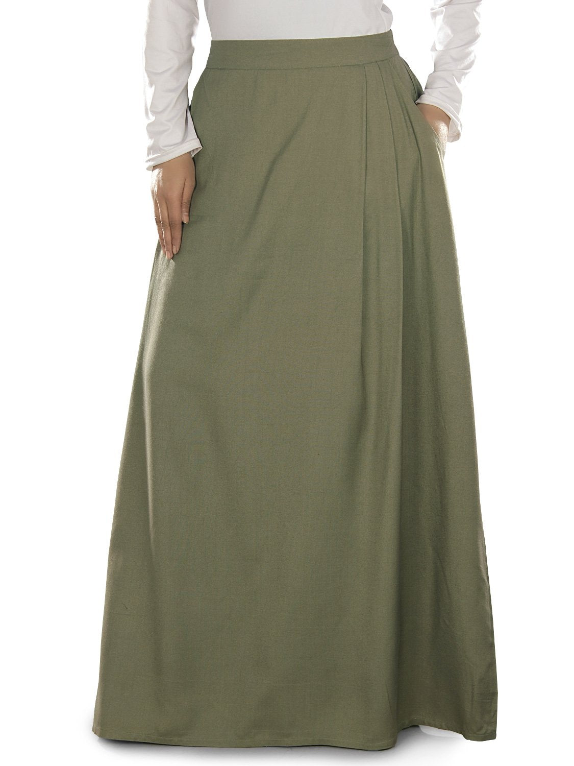 Aksa Rayon Skirt for Women - Soft Flowy Midi Skirt with Elastic Waist - Perfect for Summer, Beach, and Casual Outings