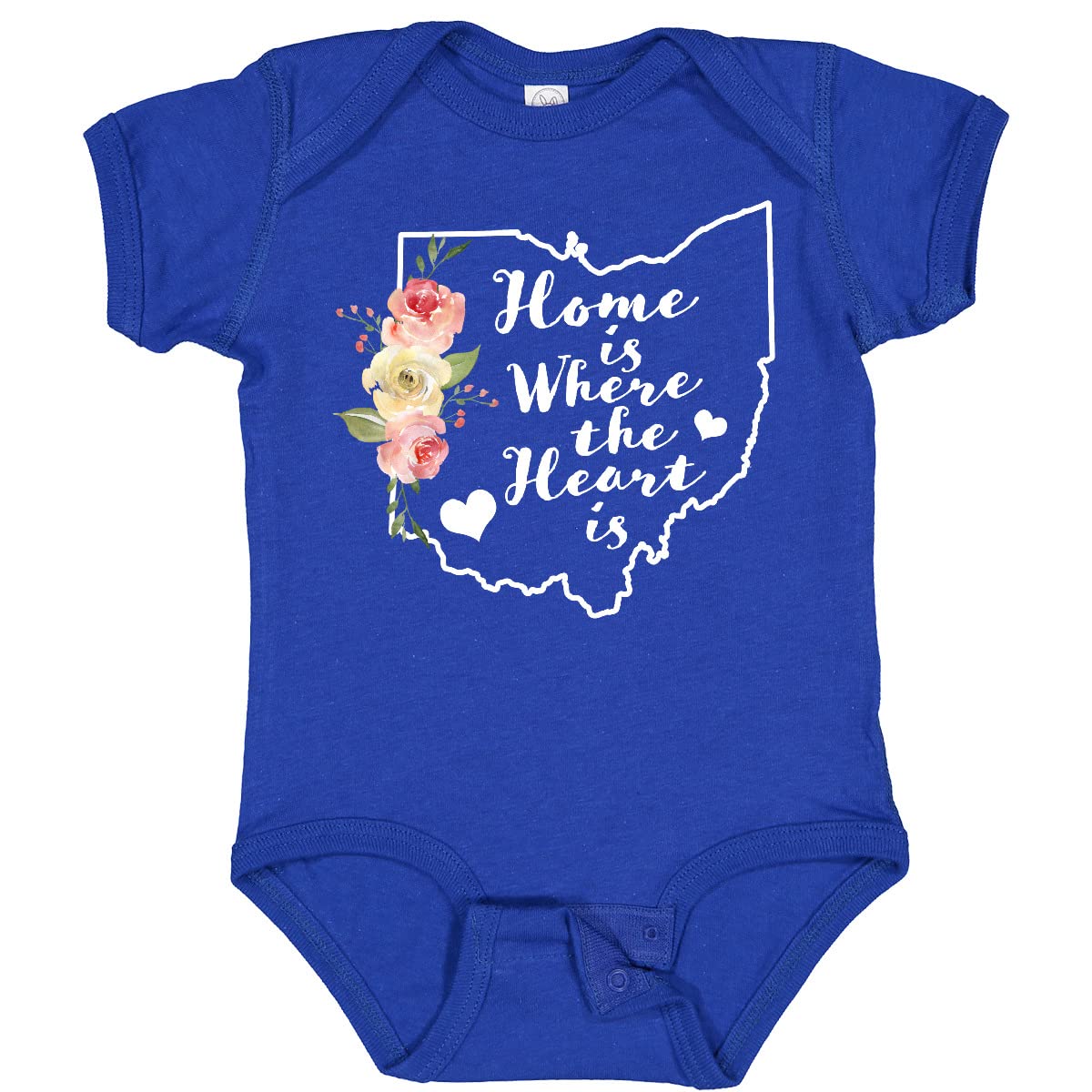 Inktastic Ohio Home is Where The Heart is Watercolor Floral Baby Bodysuit - Soft Cotton Infant Onesie for Newborns, Baby Showers & Family Photos