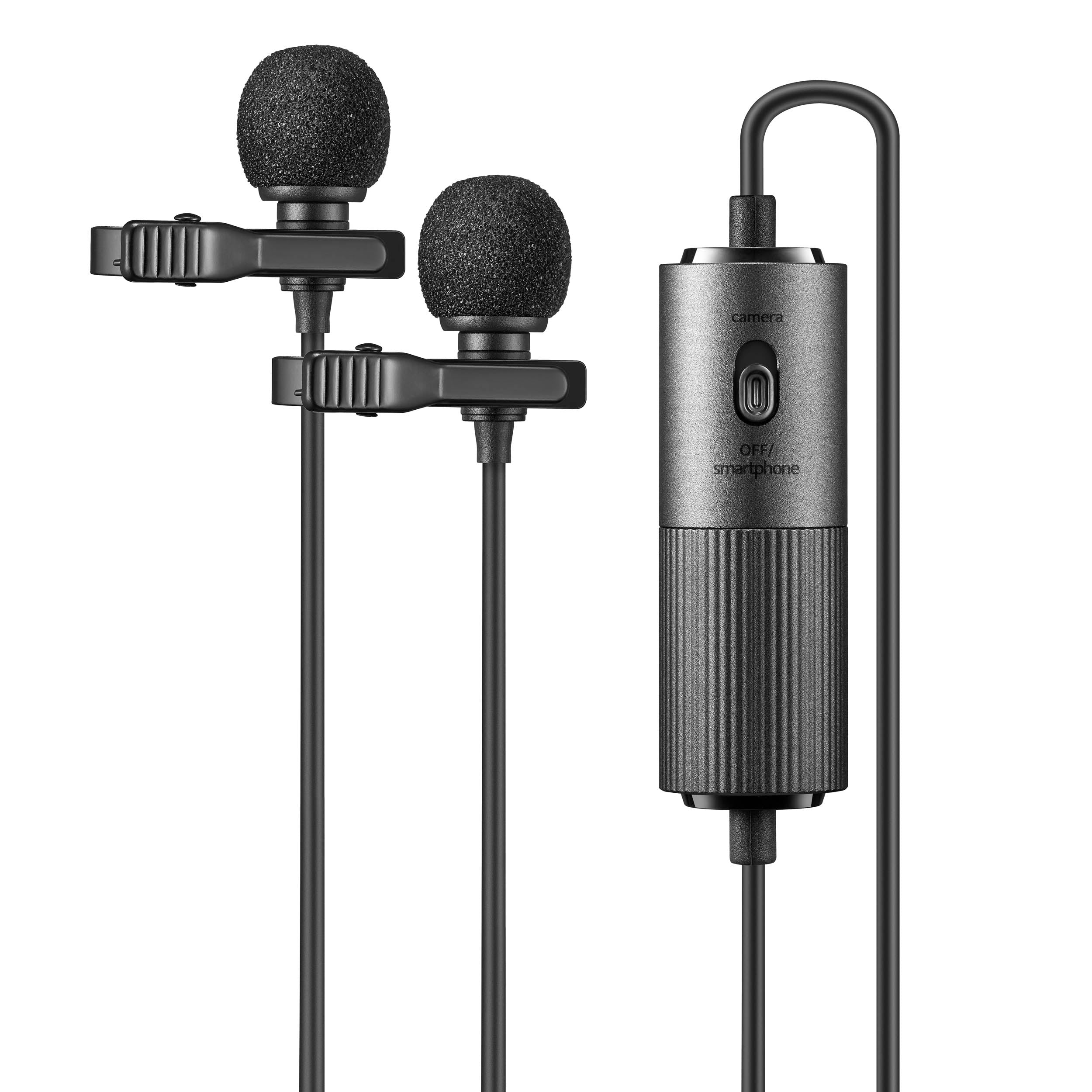 LMD 40C Omnidirectional Lavalier Microphone with Noise Reduction - Dual Wireless Lapel Mics for Interviews, YouTube Videos & Live Streaming