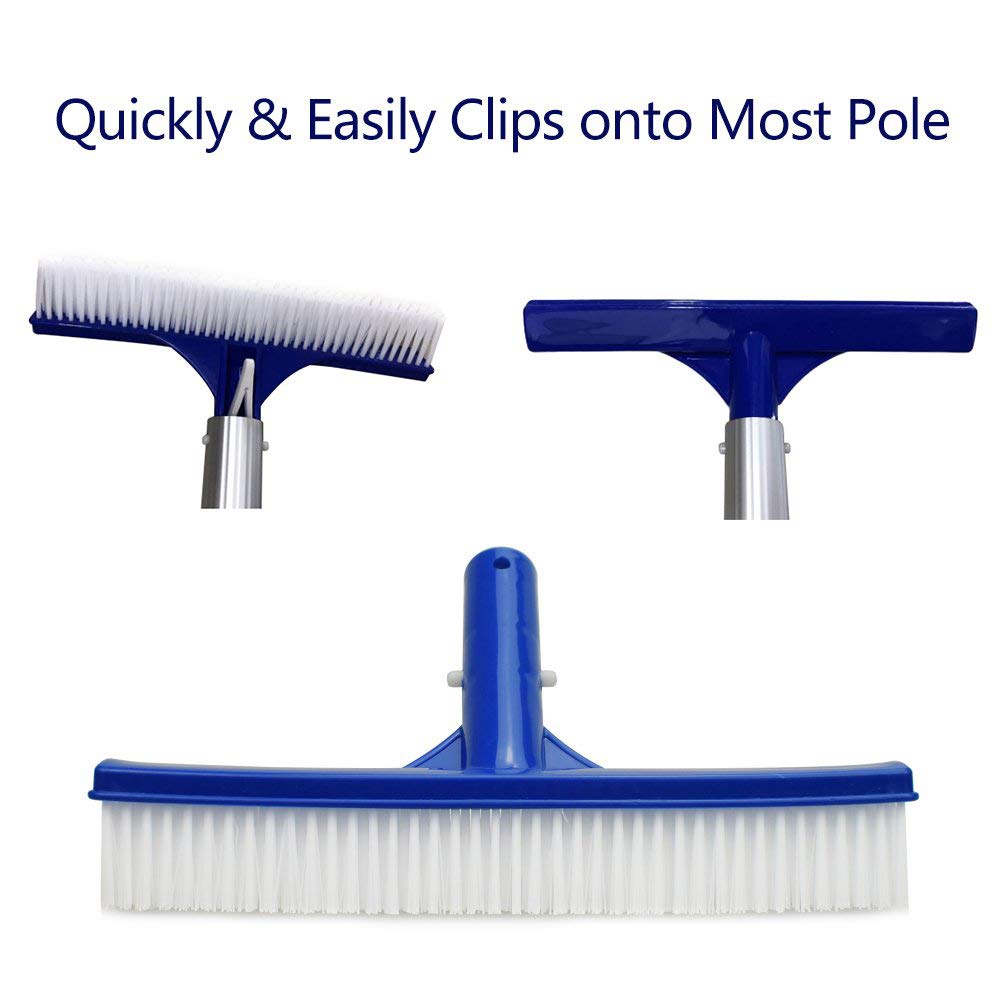10 Inch Swimming Pool Brush - Heavy Duty Wall & Ground Cleaning Tool for Dirt, Moss, and Algae Removal | Perfect for In-Ground & Above Ground Pools (Blue)