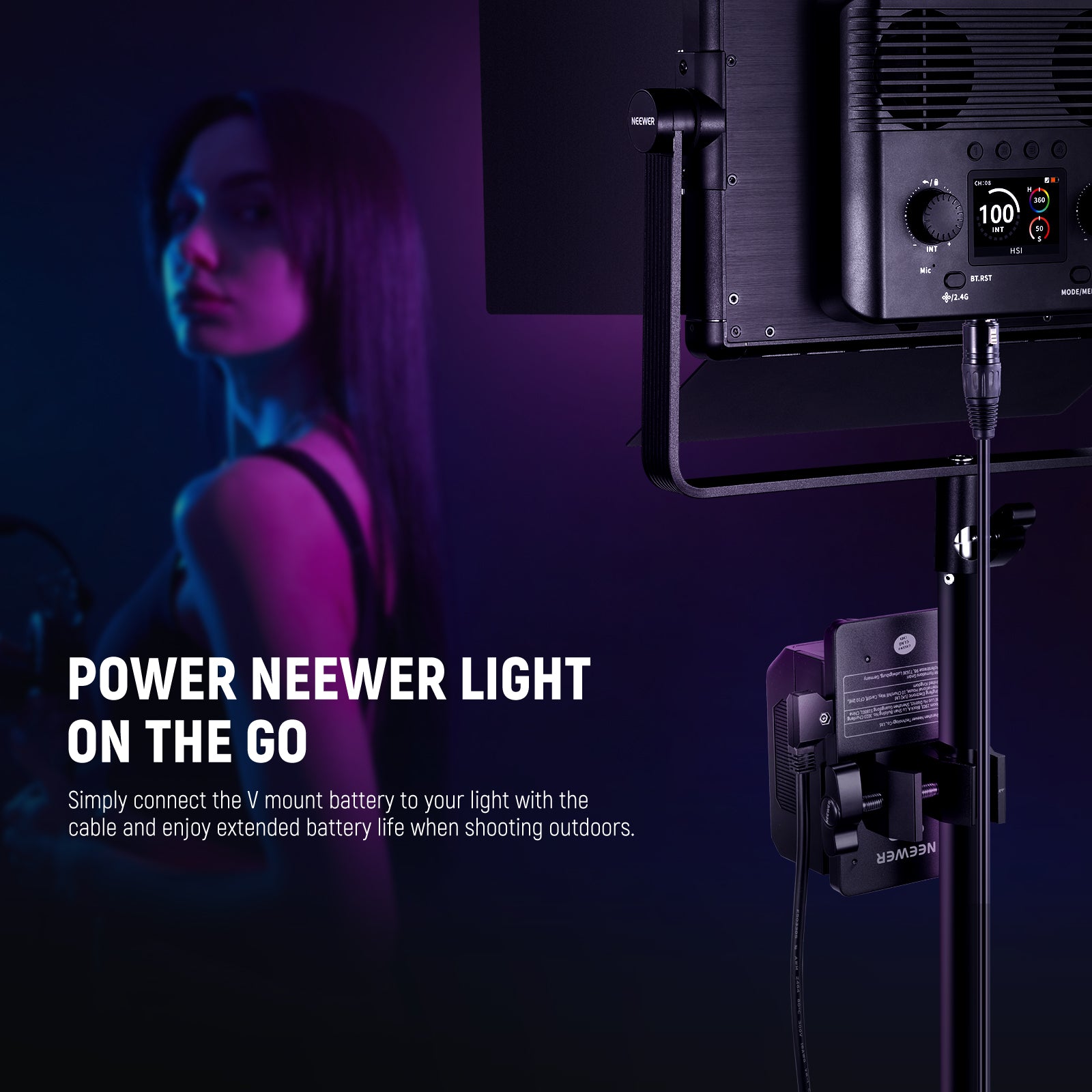 NEEWER NC011 D-Tap to 4-Pin XLR Power Cable for PL60C LED Video Light - Perfect for Studio Lighting, Photography, and Film Production