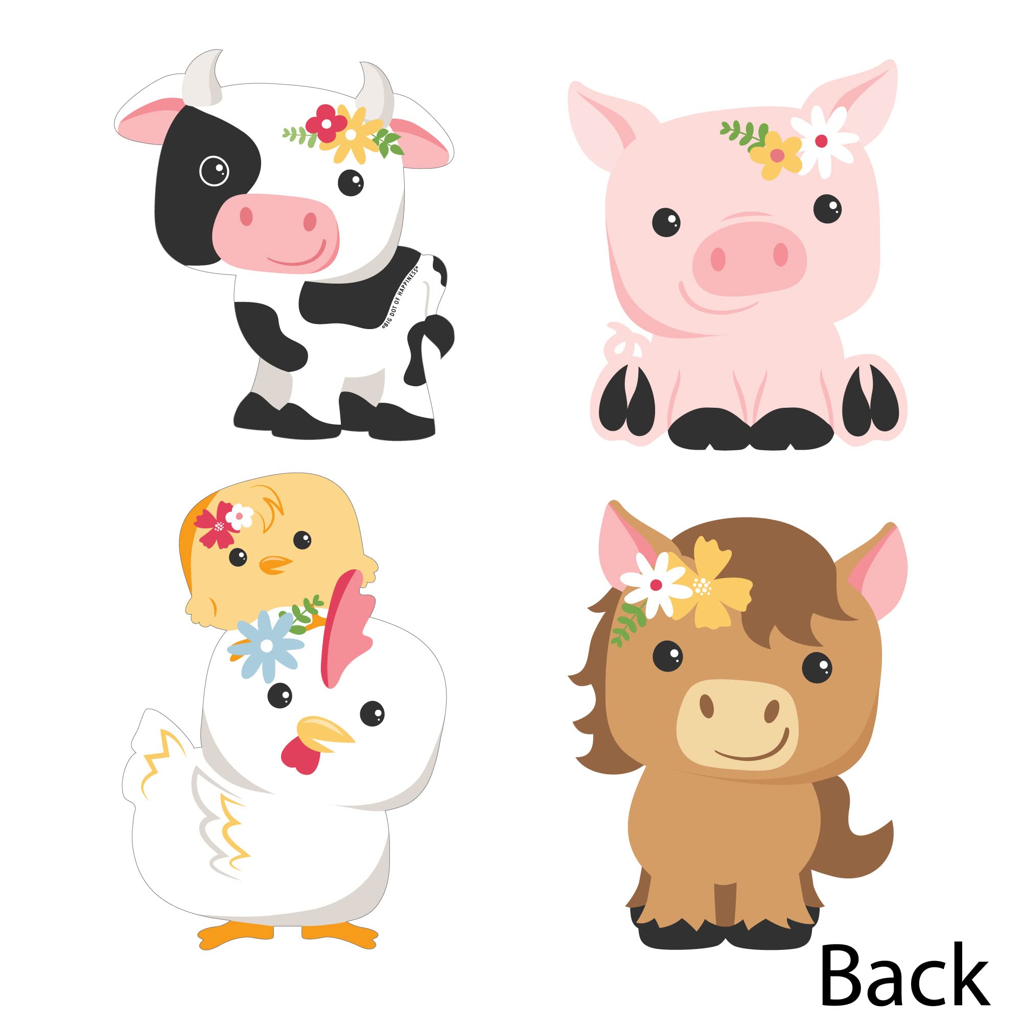 Big Dot of Happiness Girl Farm Animals Decorations - DIY Pink Barnyard Baby Shower or Birthday Party Essentials (Set of 20) - Perfect for Nursery Wall Decor, Kids Room Party Supplies & Farm Theme Celebrations