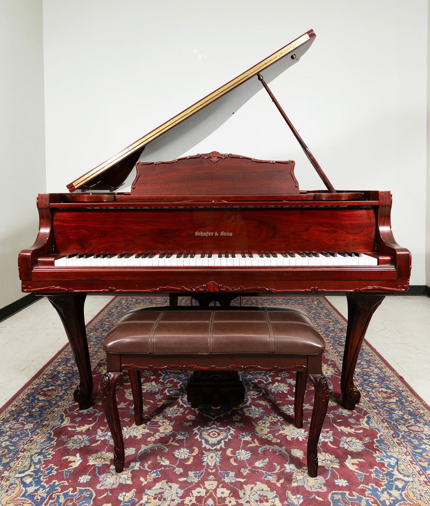 1987 Schafer & Sons SS 51A Grand Piano - Mahogany Polish Finish | Used Vintage Piano with Serial Number 8703156 | Perfect for Home, Studio & Concert Hall Performances