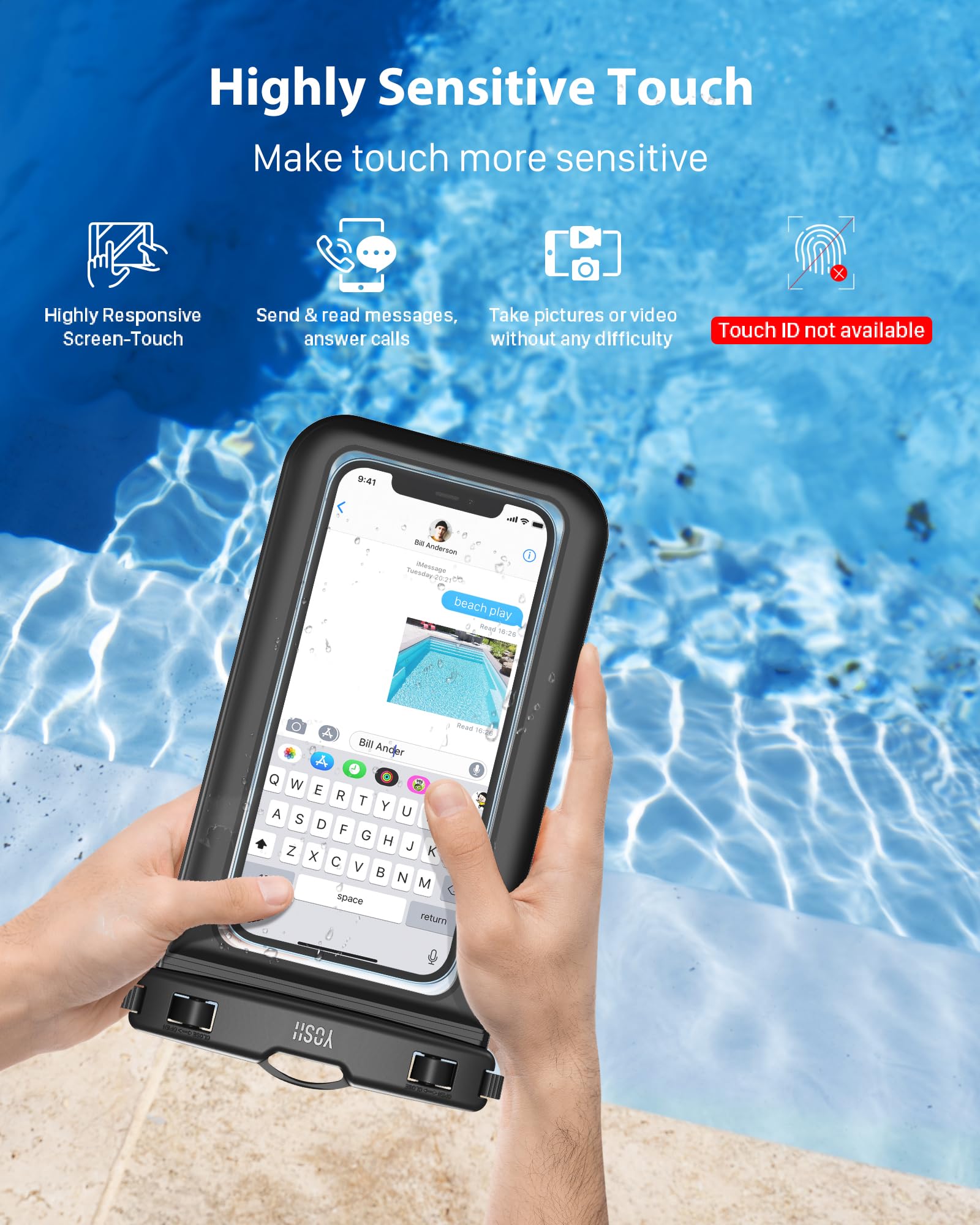 2 Pack Waterproof Phone Pouch IPX8 for iPhone 16 15 14 13 12 11 Pro Max XS XR X 8 7 SE & Samsung S24 S23 S22 up to 6.8 Inch - Black - Perfect for Swimming, Beach, Kayaking and Outdoor Activities