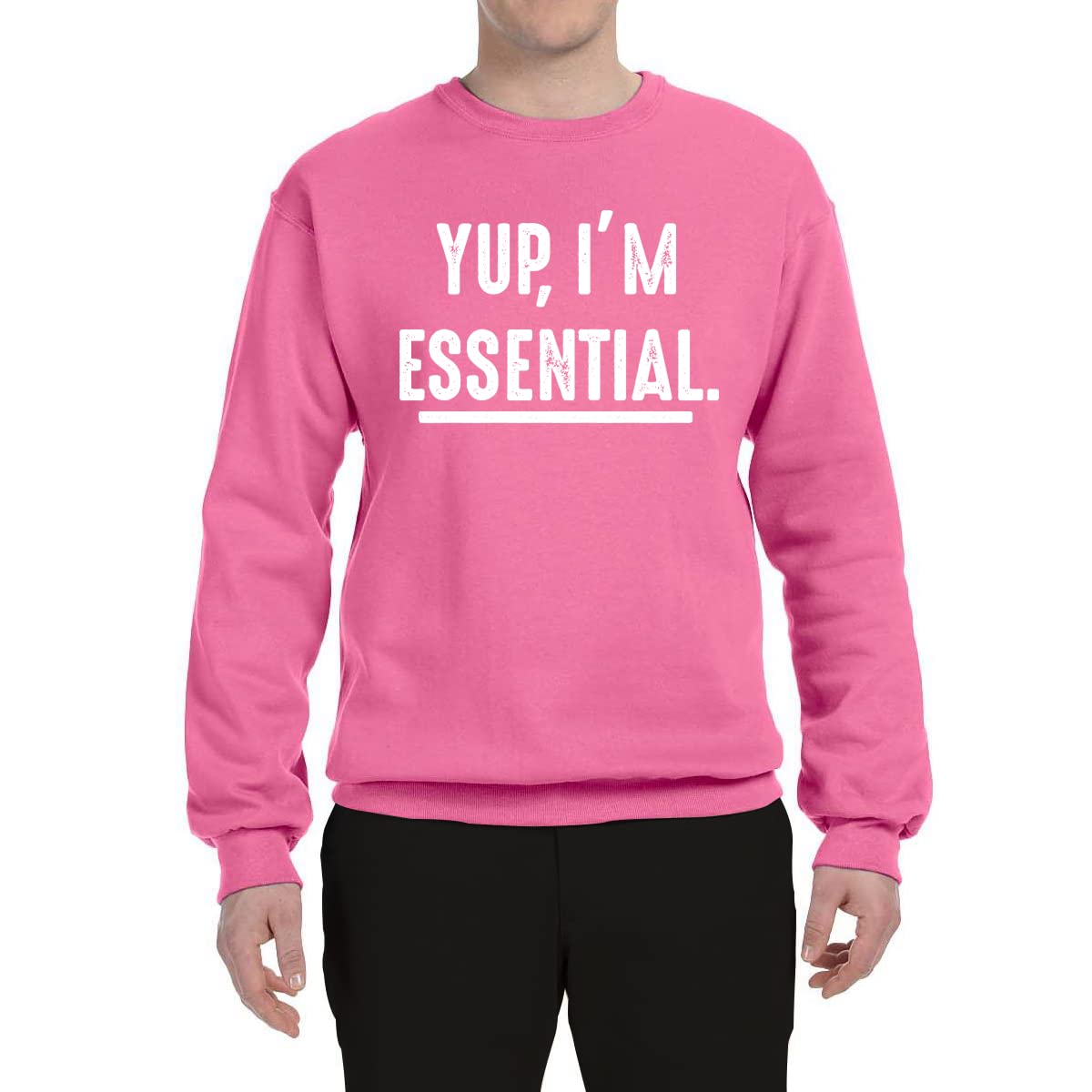 Wild Bobby 'Yup I'm Essential Worker' Pop Culture Graphic Sweatshirt for Men & Women - Comfortable Unisex Crewneck Sweater for Essential Workers, Healthcare Heroes & Everyday Wear