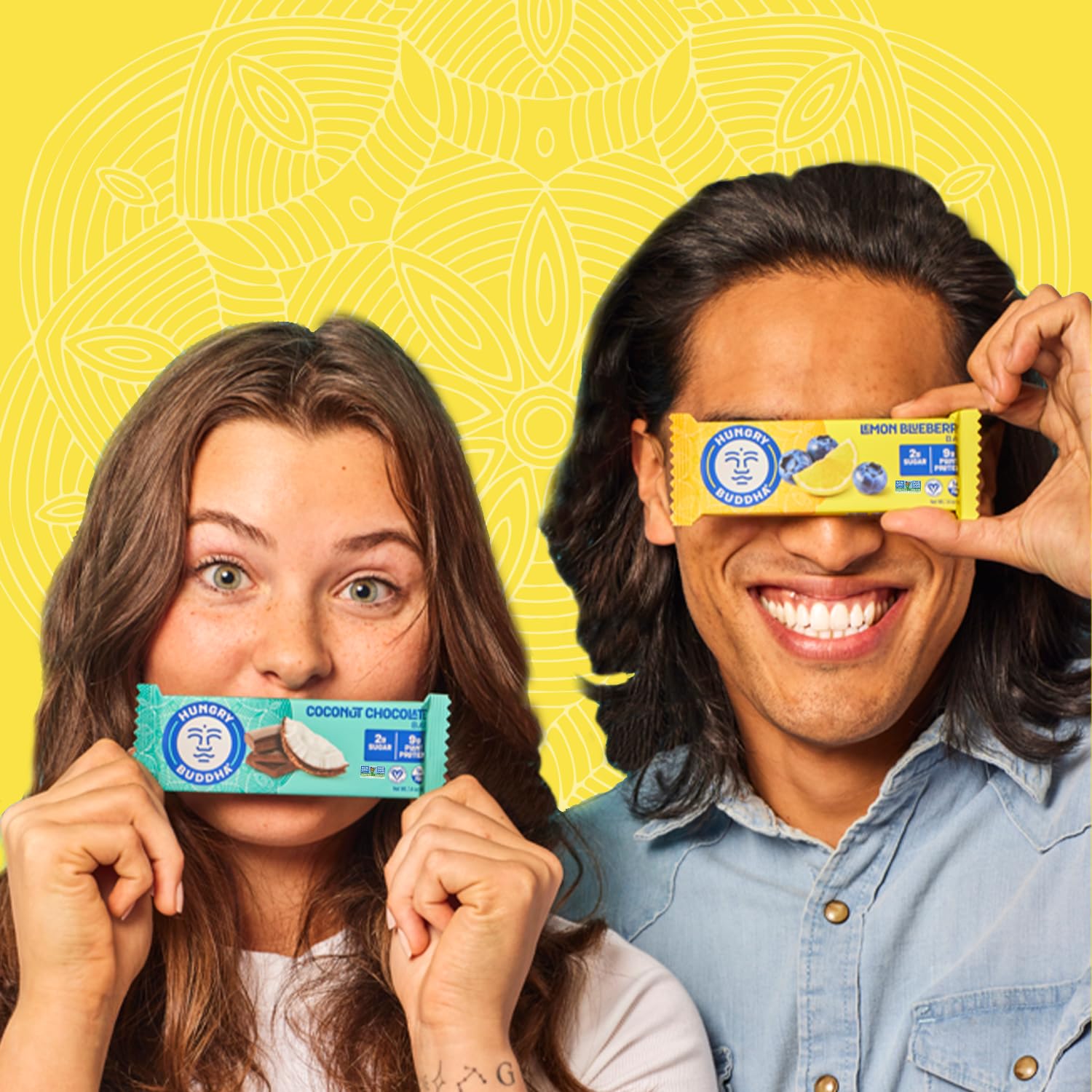 Hungry Buddha Bars - Vegan Protein Bars, Low Sugar, Gluten Free, Keto Friendly, Peanut Free - Plant Based Nutrition Snacks - 12 Pack (Lemon Blueberry) - Perfect for Workouts, Hiking & Healthy On-the-Go Snacking