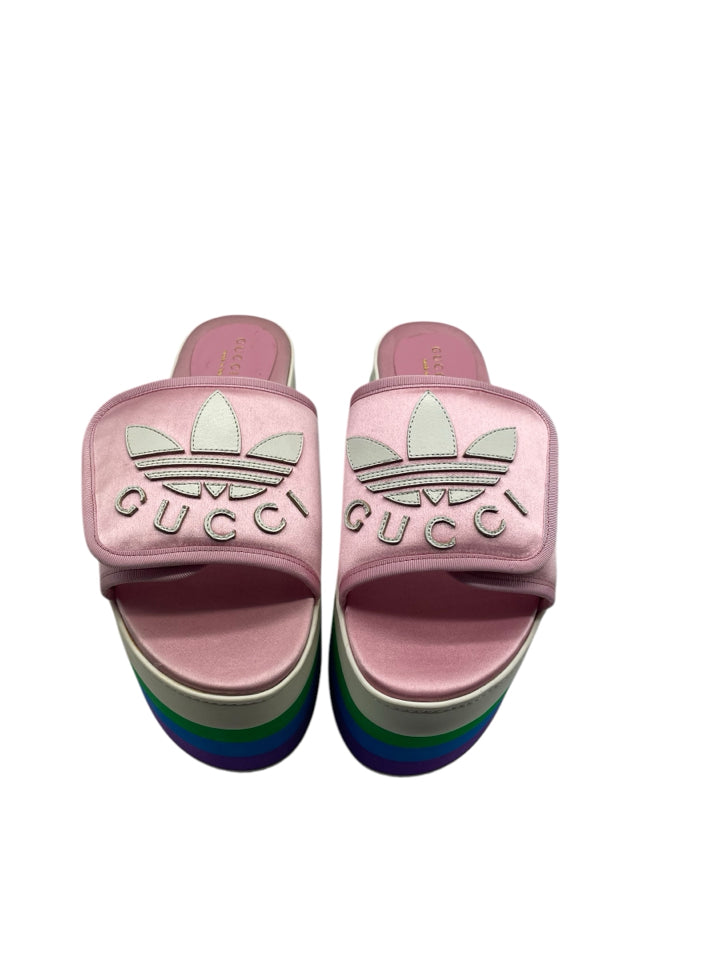 Gucci x Adidas Women's Platform Sandals Size 36.5 (US 6.5) - Fashionable Summer Shoes for Casual Outings & Beach Vacations