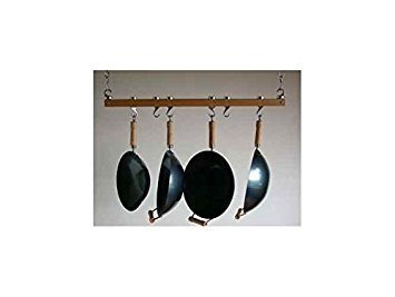Natural Wood Ceiling Pot Rack - Sturdy Track Rack for Kitchen Organization | Perfect for Hanging Pots, Pans & Utensils to Save Space