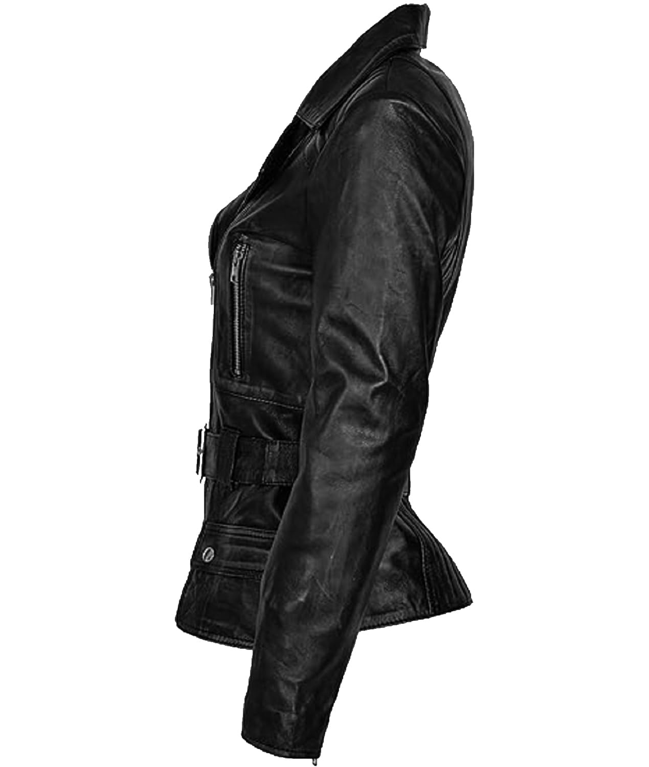 Genuine Lambskin Leather Jacket for Women - Classic Black Biker Jacket with Premium Stitching | Perfect for Motorcycle Riding, Night Out & Fall Fashion
