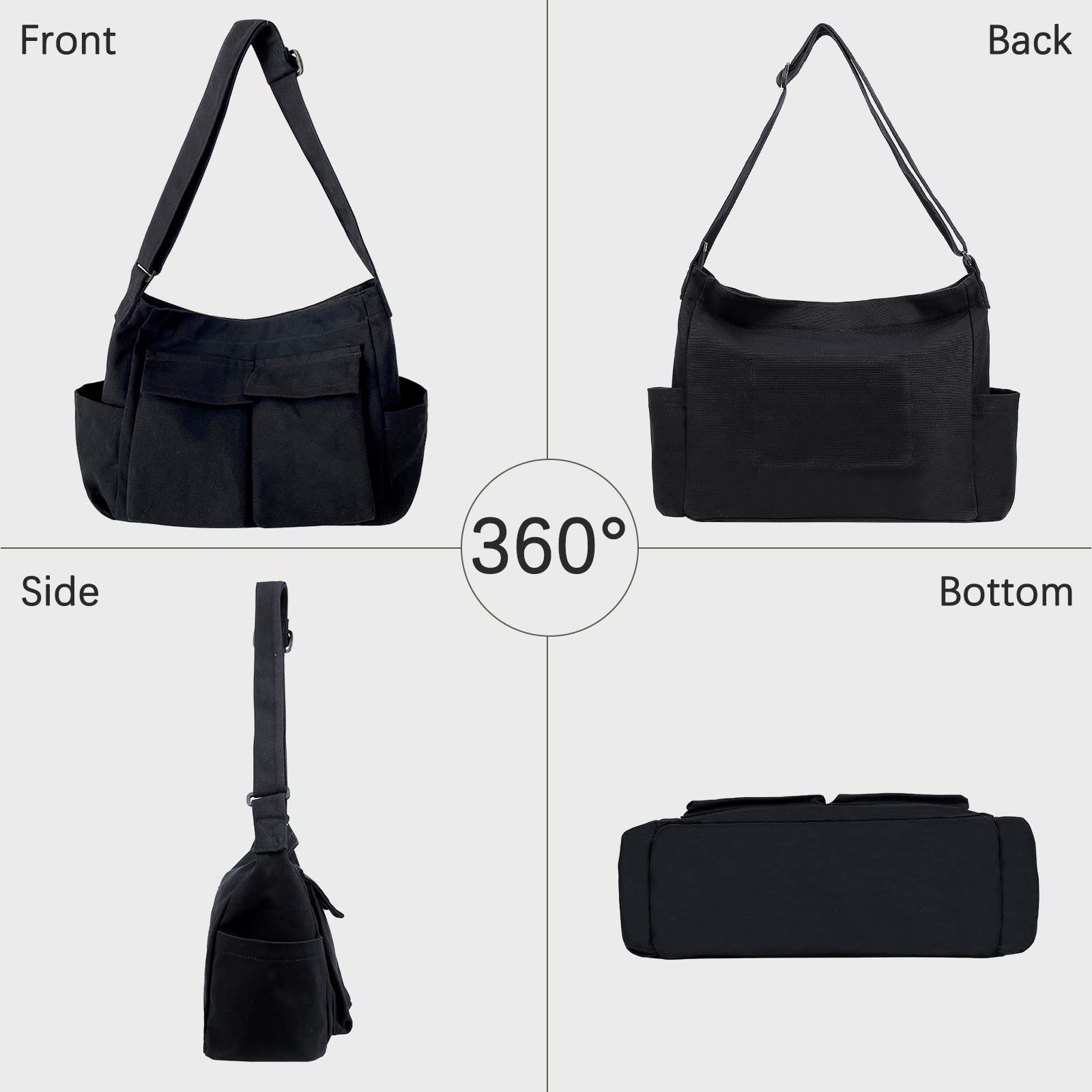 Stylish Canvas Messenger Bag for Women & Men - Large Hobo Crossbody Shoulder Tote with Multiple Pockets | Perfect for Work, Travel & Daily Commute