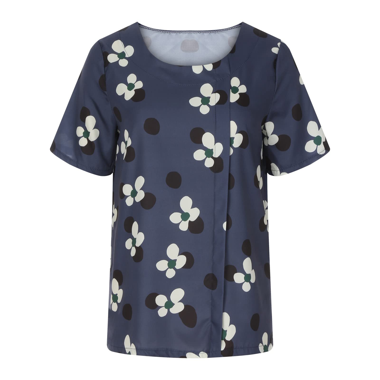 Women's Casual Loose Fit Printed Tank Tops - Short Sleeve Round Neck Blouse for Summer, Beach, Yoga & Everyday Wear