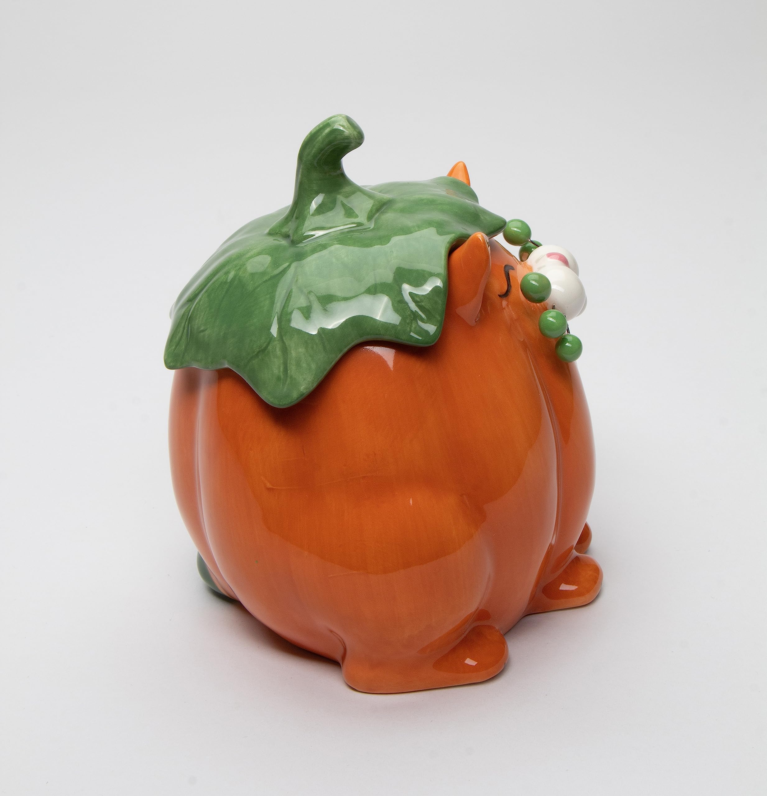 Premium Ceramic Whisker-Friendly Pumpkin Cat Treat Bowl - 7.25 Inch Height - Perfect for Halloween, Thanksgiving & Everyday Pet Snacks